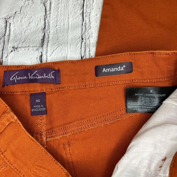 Gloria Vanderbilt Amanda Jeans 8S | Mid Rise Short | Orange Rust - Picture 2 of 4